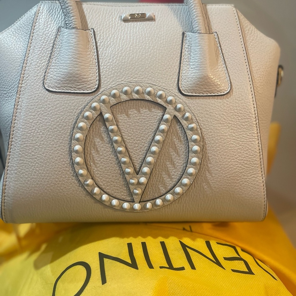 Mario Valentino White Spike-studded Embellished Satchel - Picture 2 of 16
